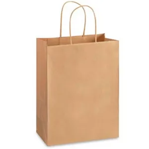 10'' x 13'' x 5'' Recycled Kraft Shopping Bags 250/case