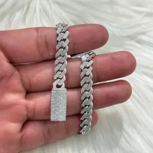 10K White Gold Bustdown Bracelet 1.91Ct Dia / 26.5gr / 7.7mm / 8in