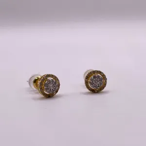 10K Yellow Gold Diamond Flower Stud Earrings 0.28Ct / 1.1gr