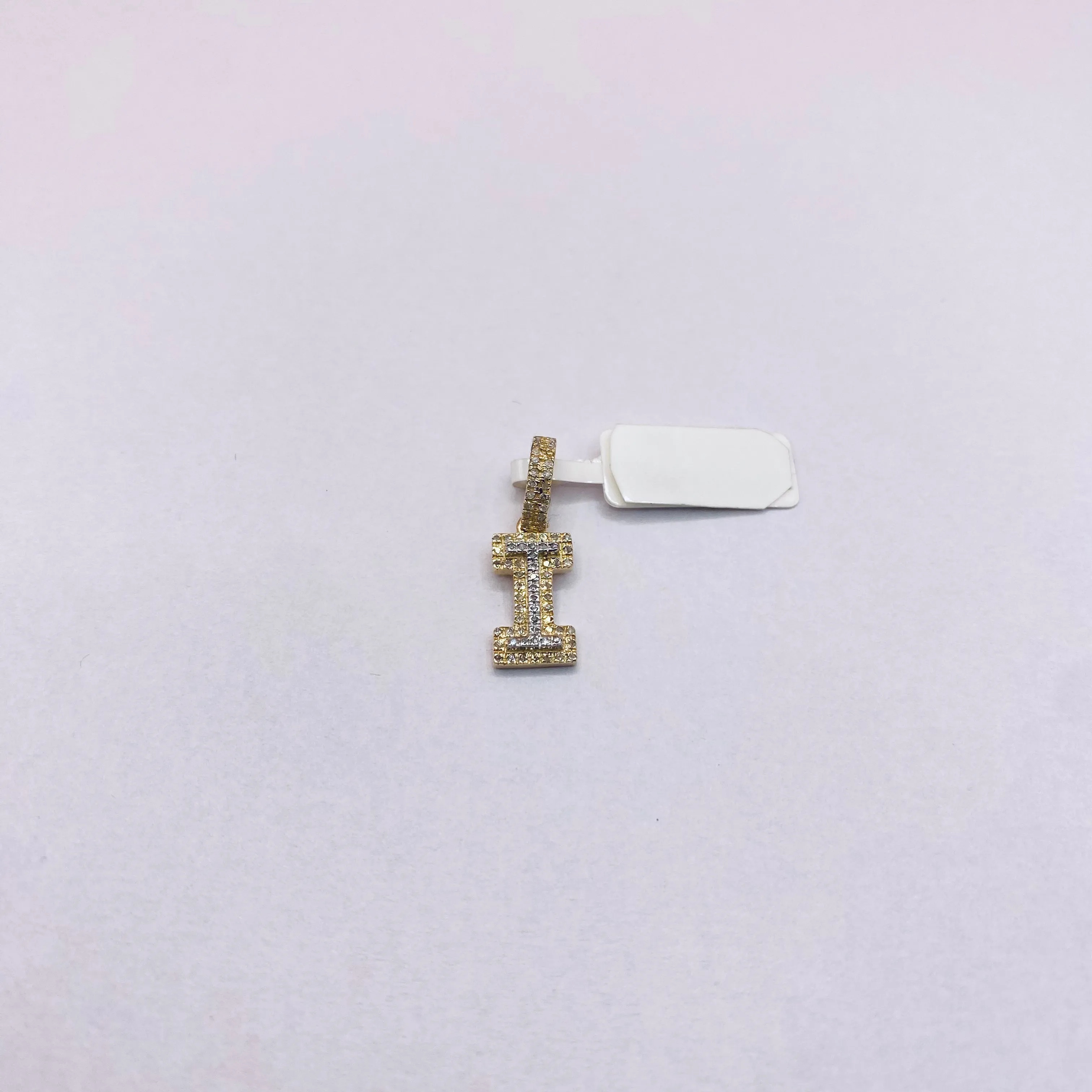10K Yellow Gold Diamond Letter I Pendant / 1.4gr