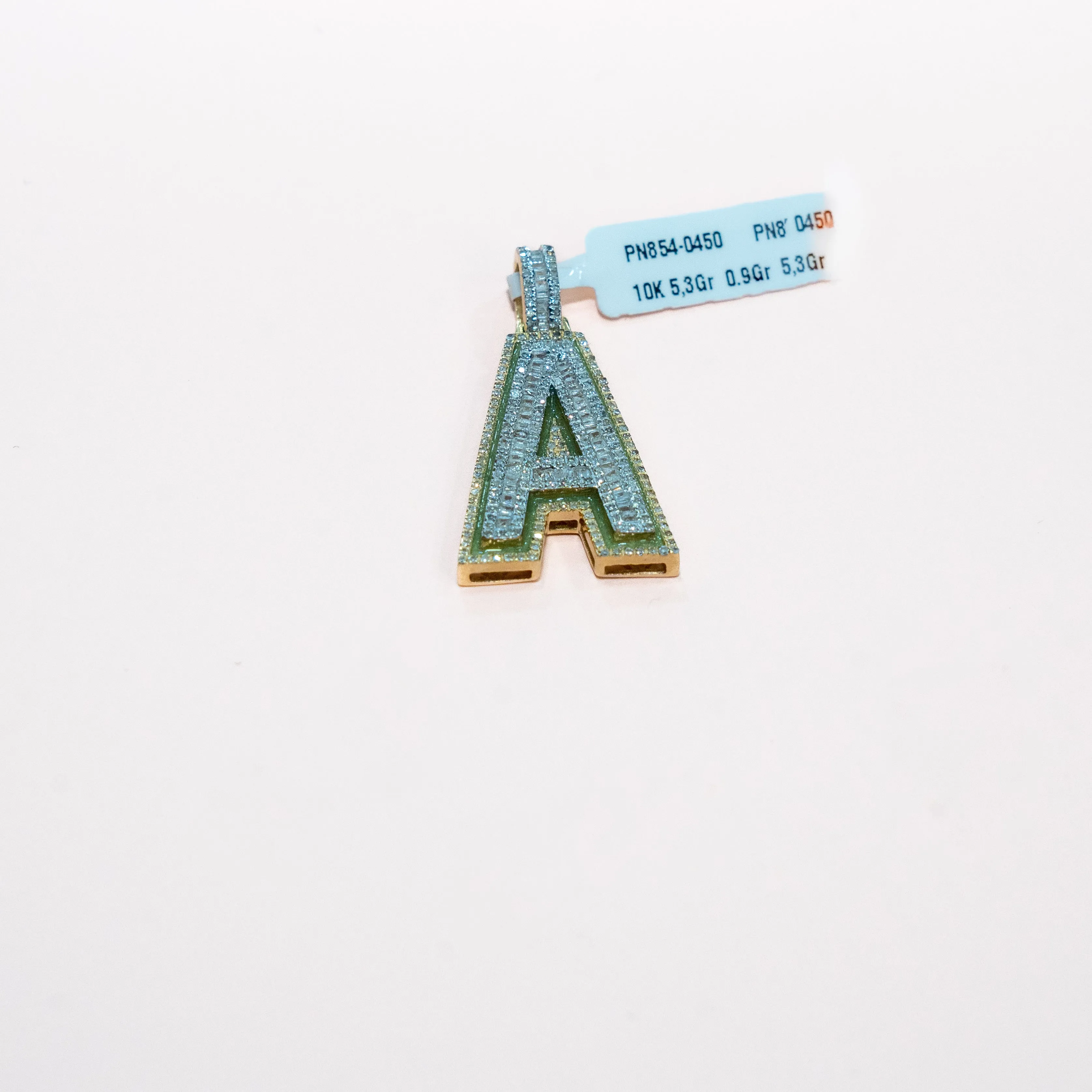 10K Yellow Gold Letter A Pendant With Diamond 0.94Ct / 5.3gr