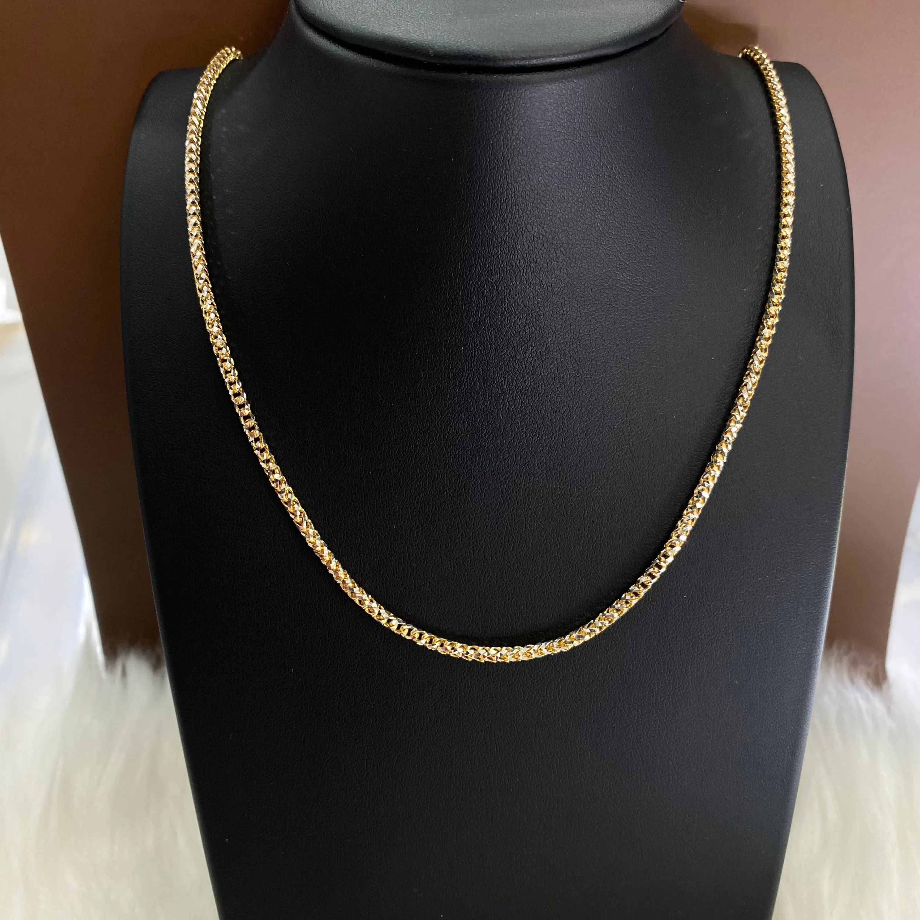 10K Yellow - White Gold Diamond Cut Chain / 17.7gr / 2.5mm / 20in