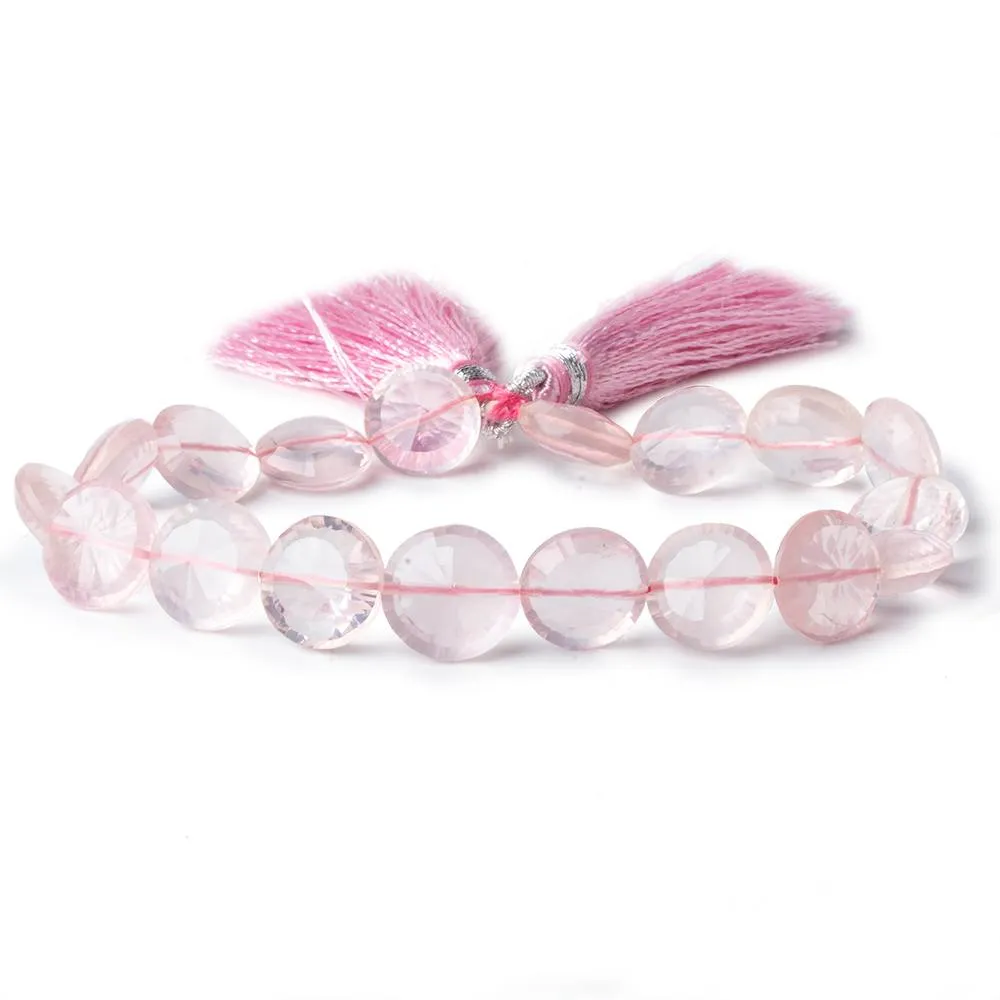 10mm-11mm Rose Quartz brilliant faceted coins 8 inch 20 pieces