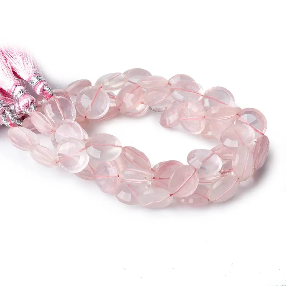 10mm-11mm Rose Quartz brilliant faceted coins 8 inch 20 pieces
