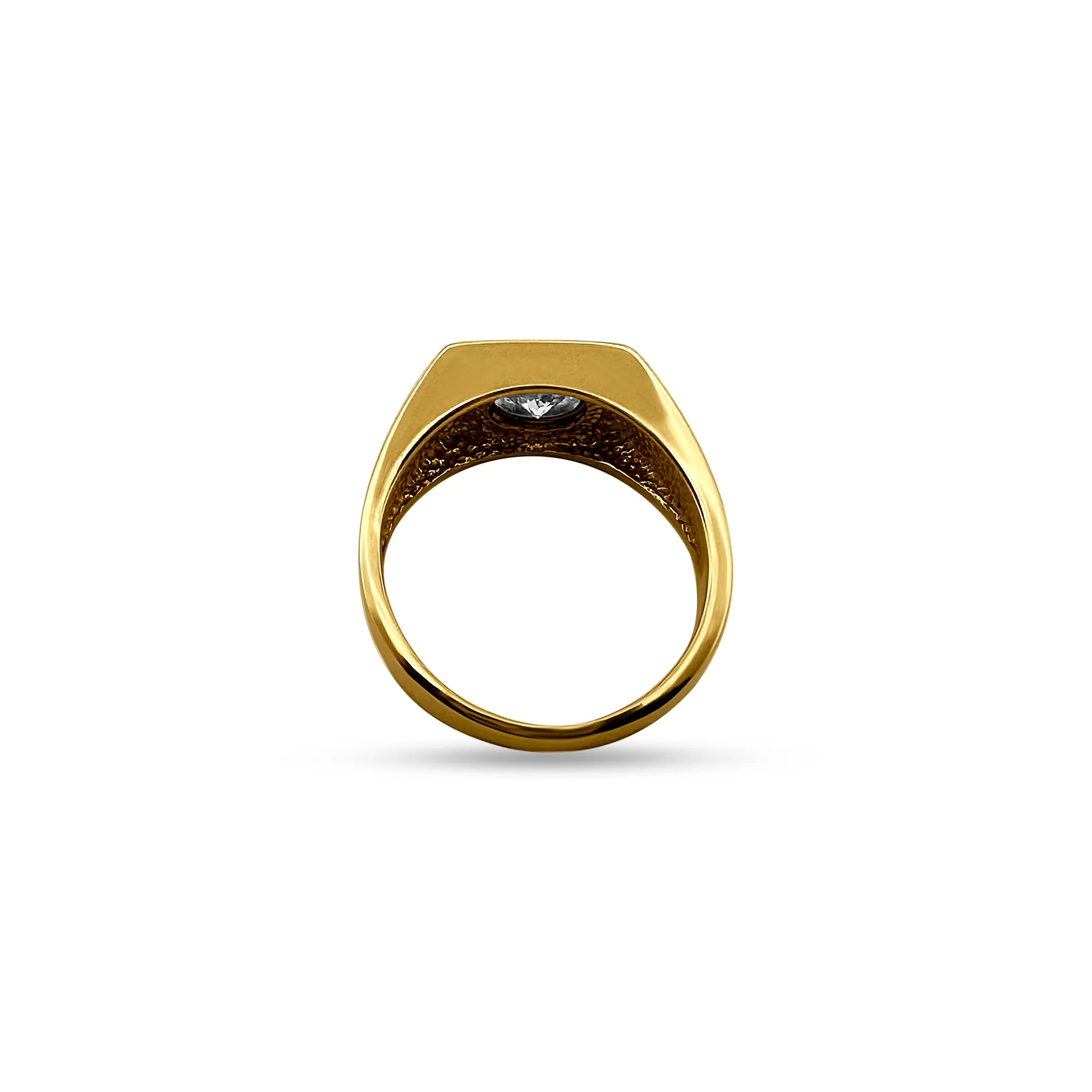 1.30cts Round Brilliant Diamond Men's Ring in 14k Yellow Gold