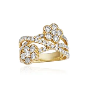 14k Gold Diamond Floral Wrap Ring