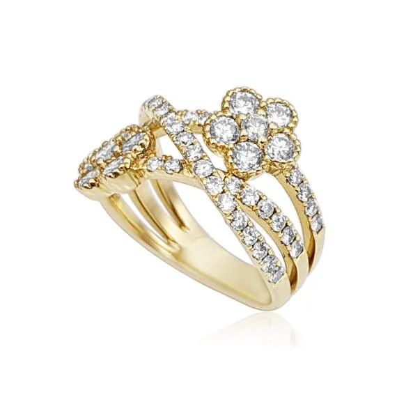 14k Gold Diamond Floral Wrap Ring
