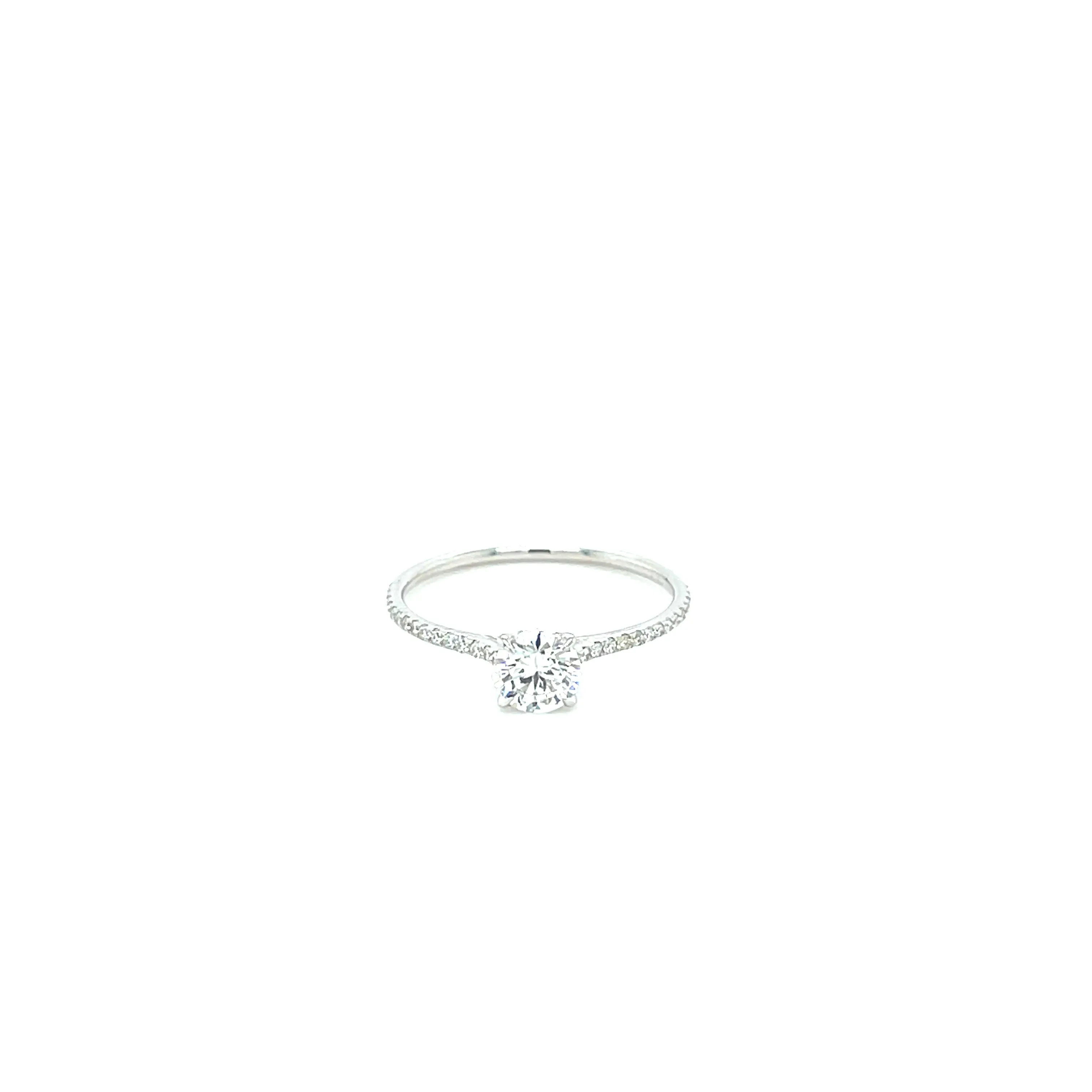 14k White Gold .50ct Round Brilliant Cut Diamond Pave Ring