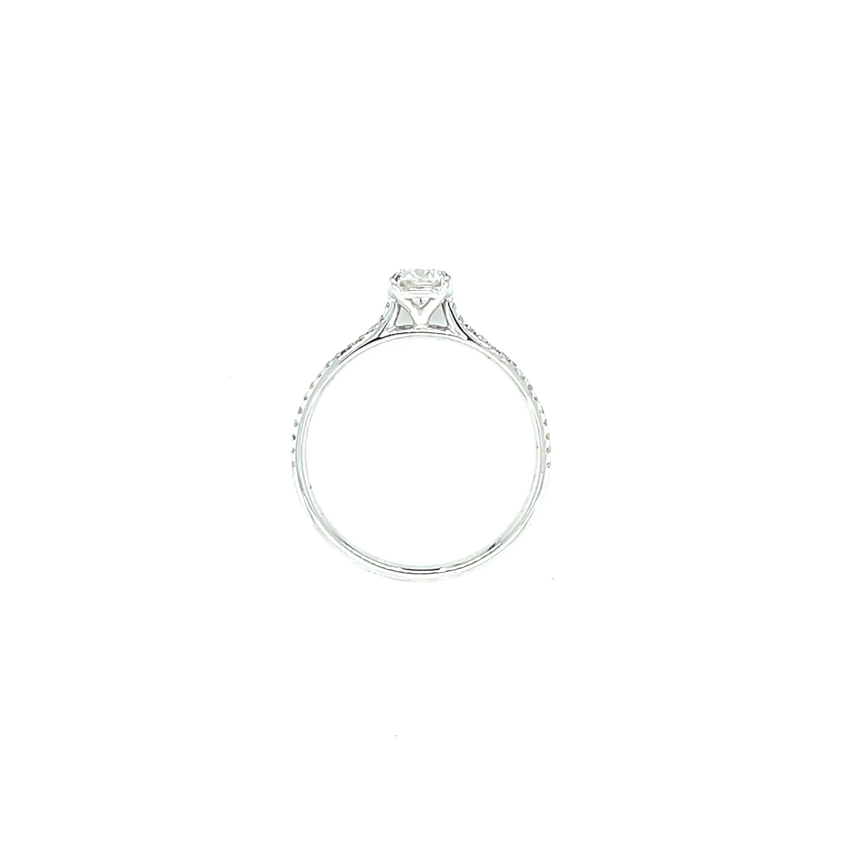 14k White Gold .50ct Round Brilliant Cut Diamond Pave Ring