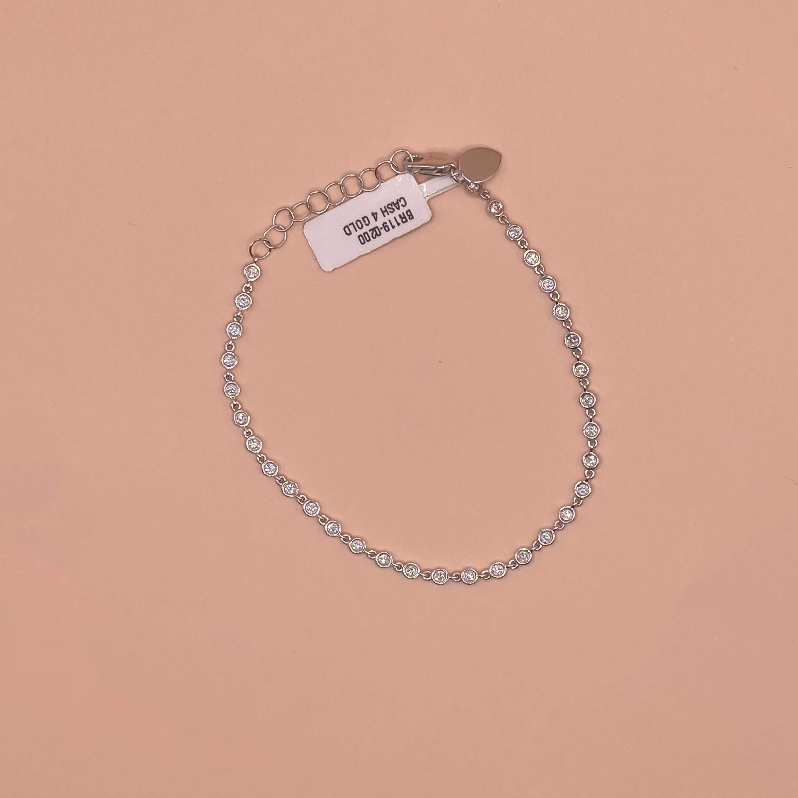 14K White Gold Fashion Bracelet With Diamond / 2.6gr / 2.5mm / 7in