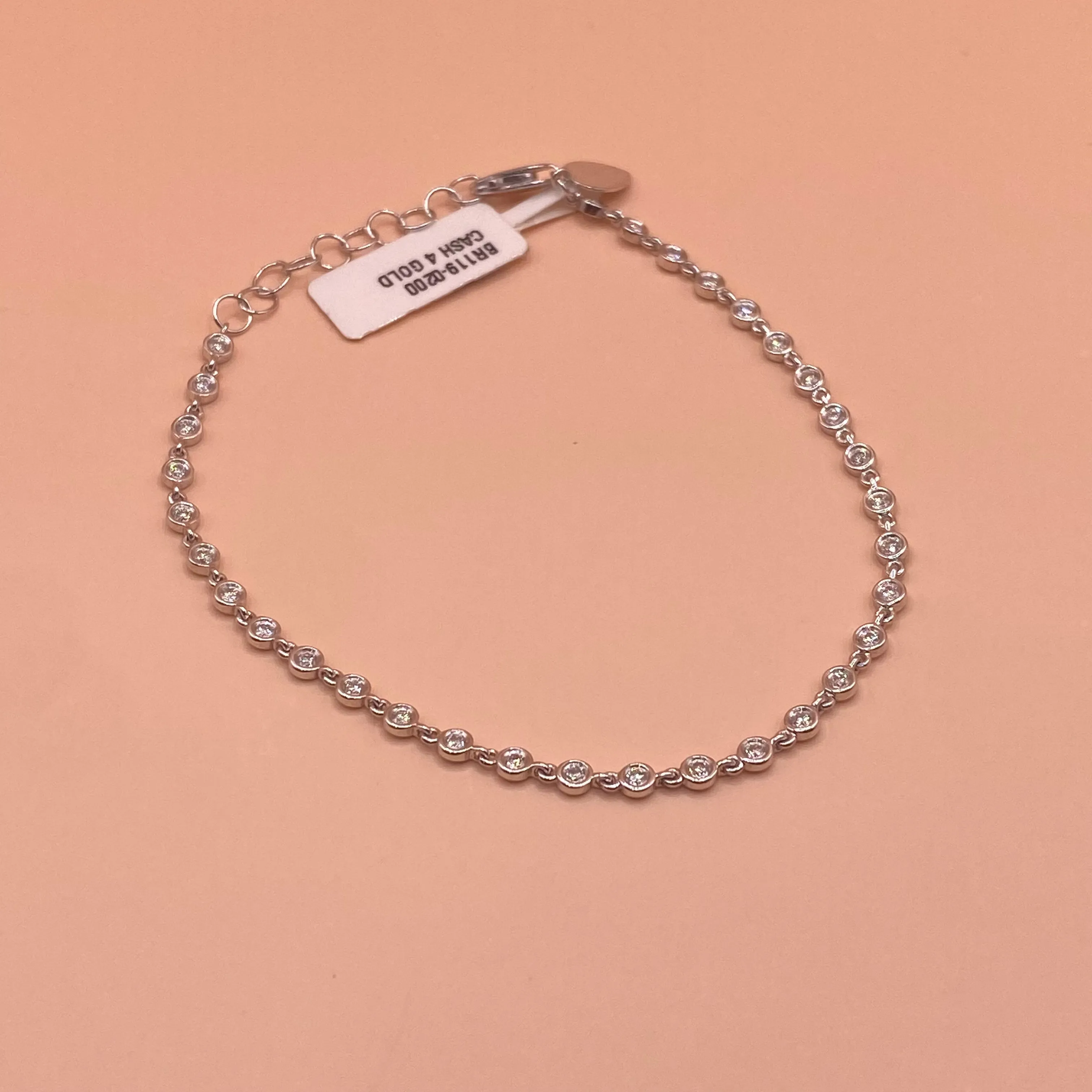 14K White Gold Fashion Bracelet With Diamond / 2.6gr / 2.5mm / 7in