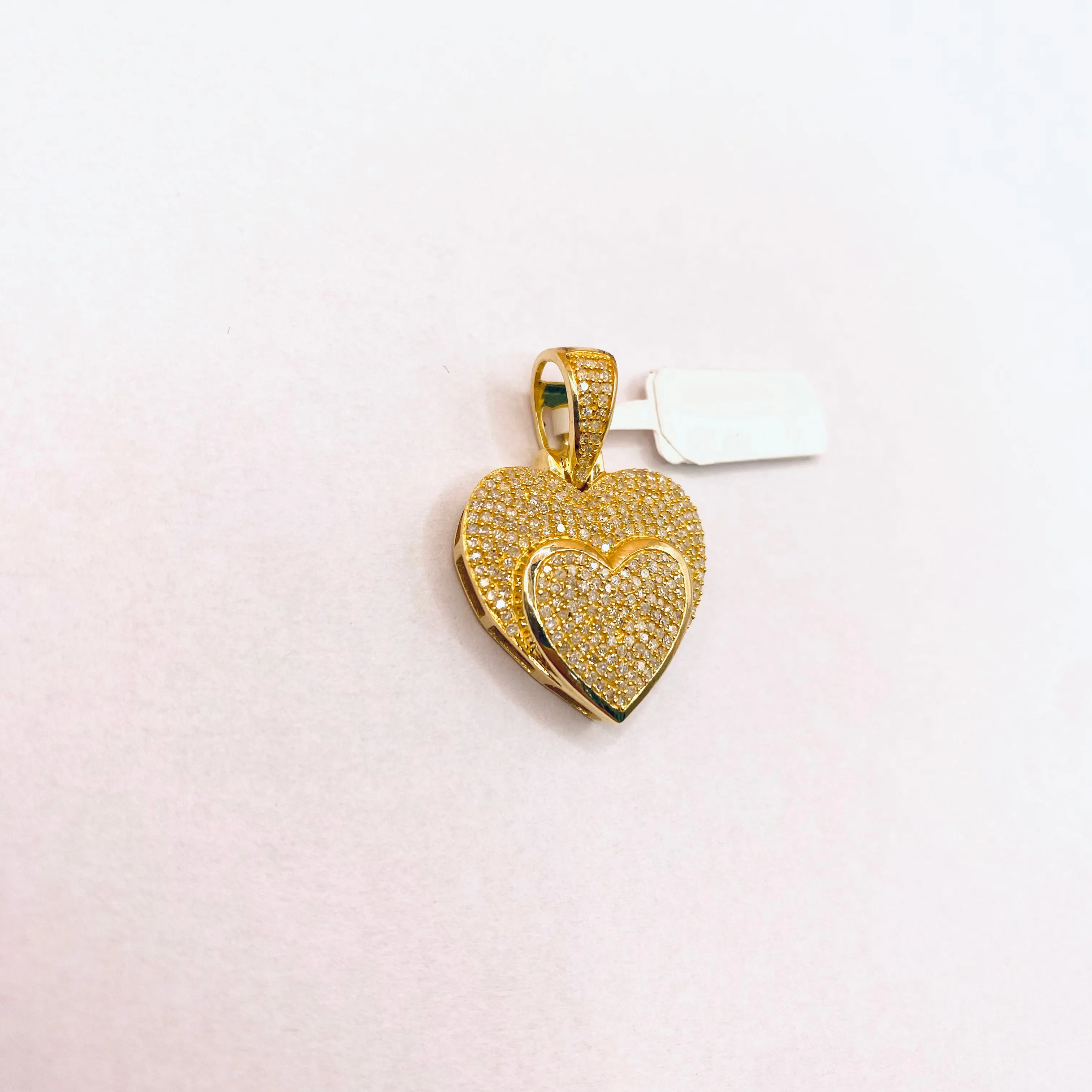 14K Yellow Gold Diamond Heart Pendant / 1.05Ct Dia / 5.6gr