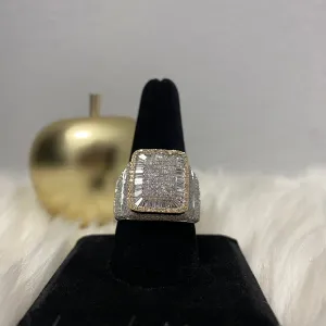 14K Yellow Gold Diamond Square Fashio Ring 2.2Ct Dia / 13.5gr / Size 10