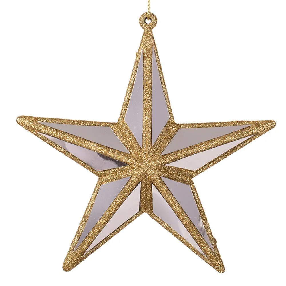 15cm Gold Glitter Star with Mirror Tree Ornament