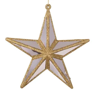 15cm Gold Glitter Star with Mirror Tree Ornament