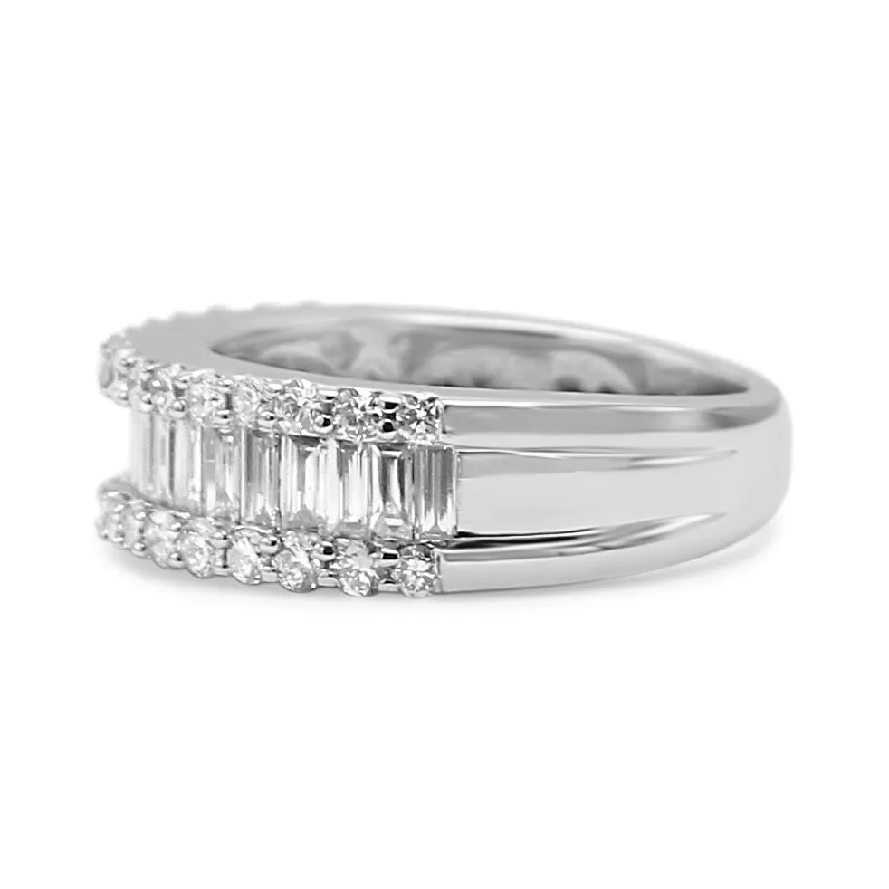 18ct Brilliant & Baguette Diamond Half Eternity Band Ring