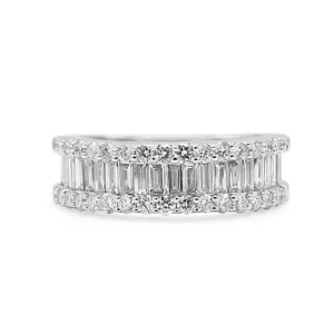 18ct Brilliant & Baguette Diamond Half Eternity Band Ring