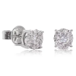18ct White Gold Diamond Cluster Studs