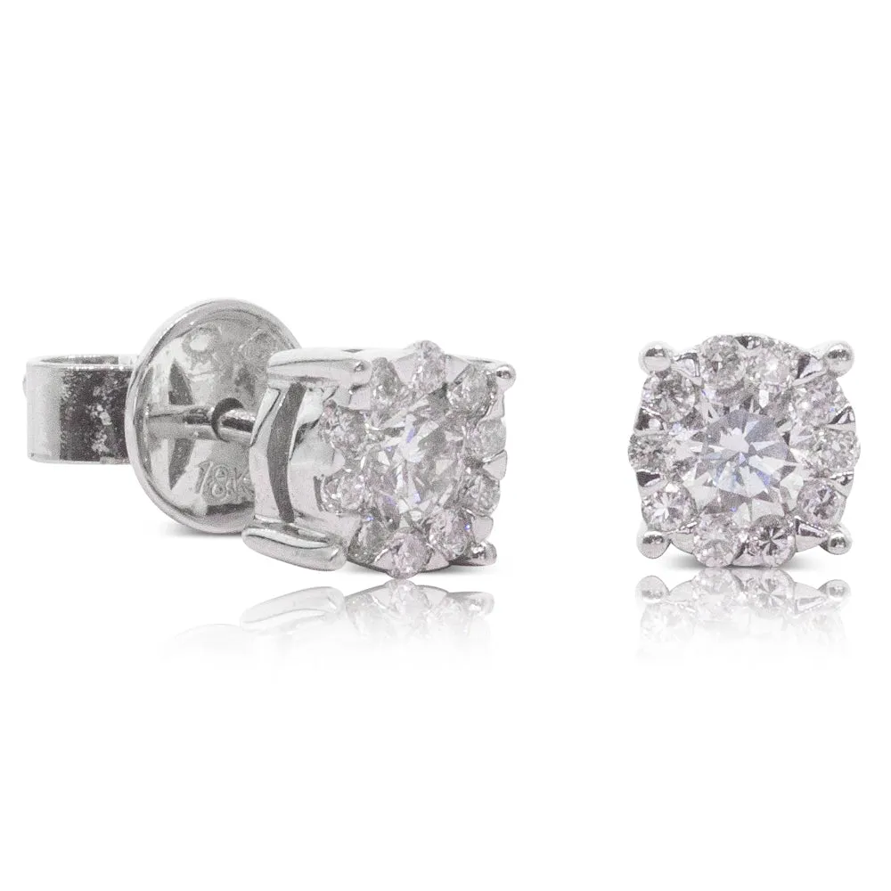 18ct White Gold Diamond Cluster Studs