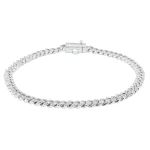 18ct White Gold Diamond Curb Link Bracelet