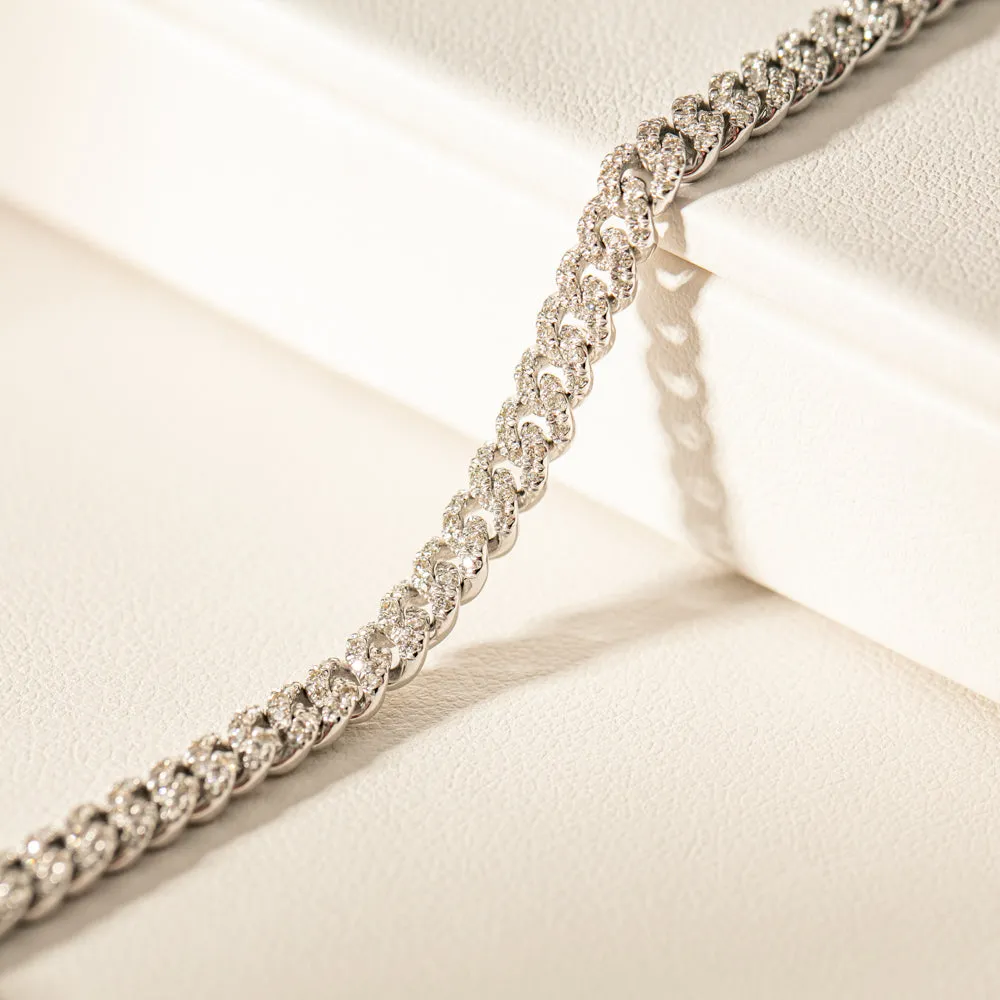 18ct White Gold Diamond Curb Link Bracelet