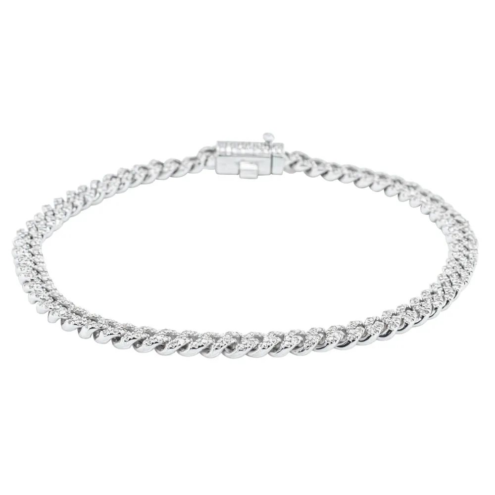18ct White Gold Diamond Curb Link Bracelet