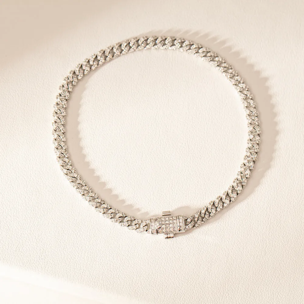 18ct White Gold Diamond Curb Link Bracelet
