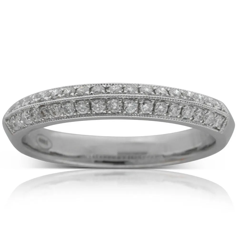18ct White Gold Twin Row Diamond Band