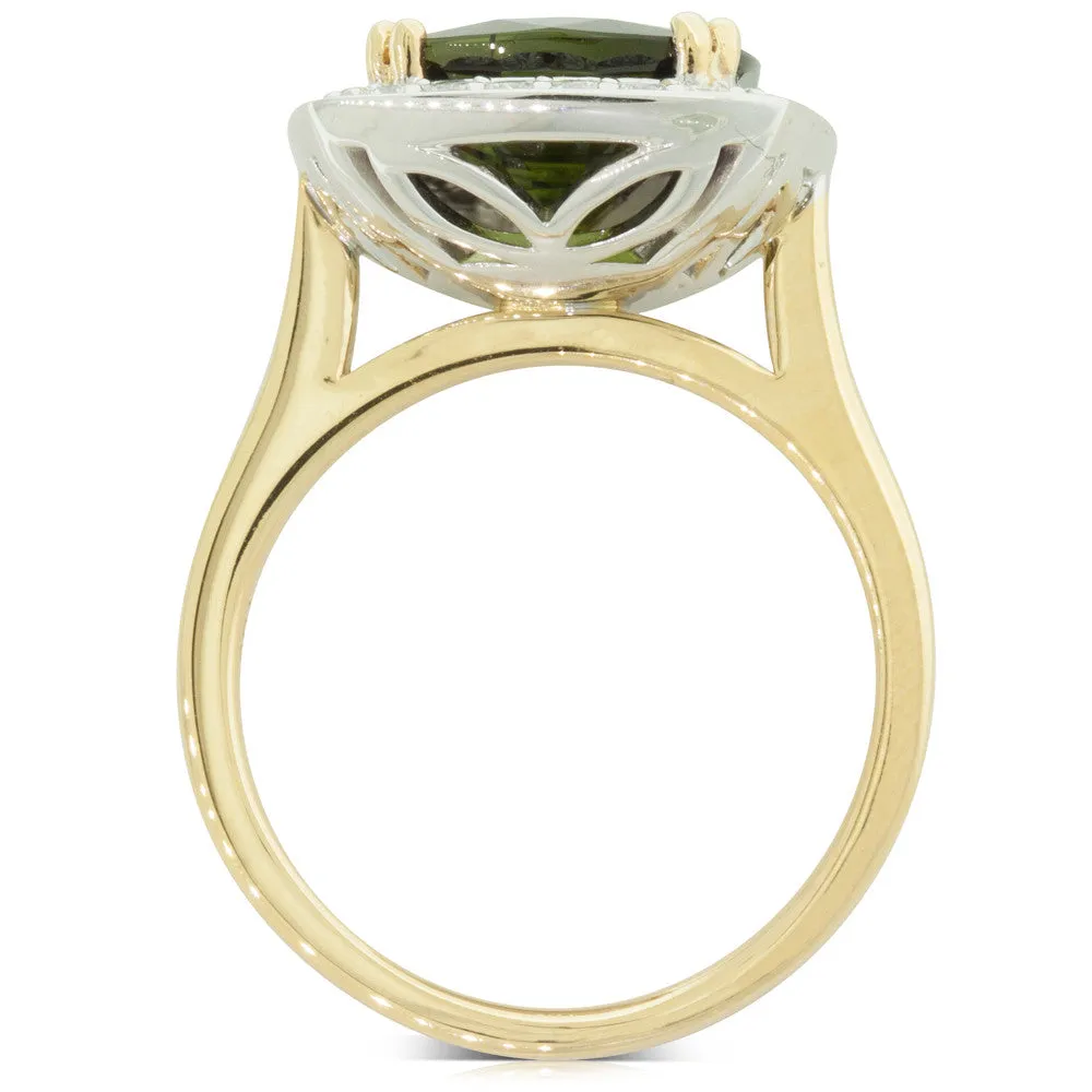 18ct Yellow & White Gold Tourmaline & Diamond Dress Ring