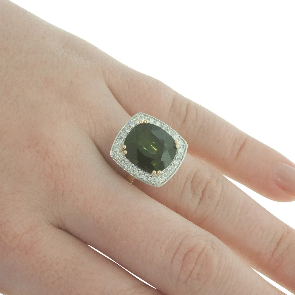 18ct Yellow & White Gold Tourmaline & Diamond Dress Ring
