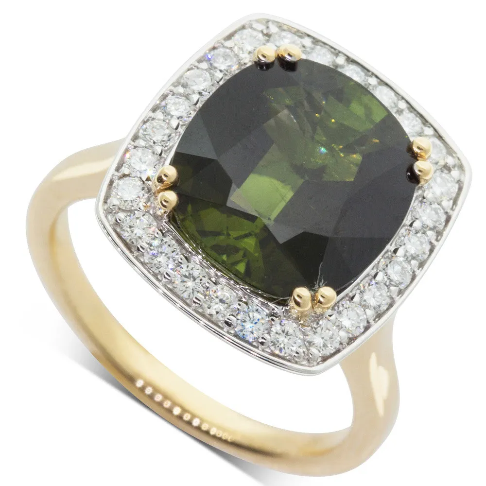 18ct Yellow & White Gold Tourmaline & Diamond Dress Ring
