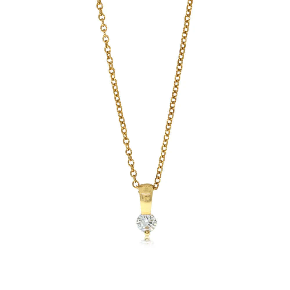 18ct Yellow Gold Diamond Solitaire Pendant