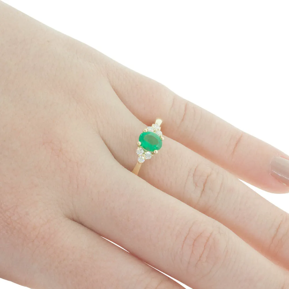 18ct Yellow Gold Emerald And Diamond Ring