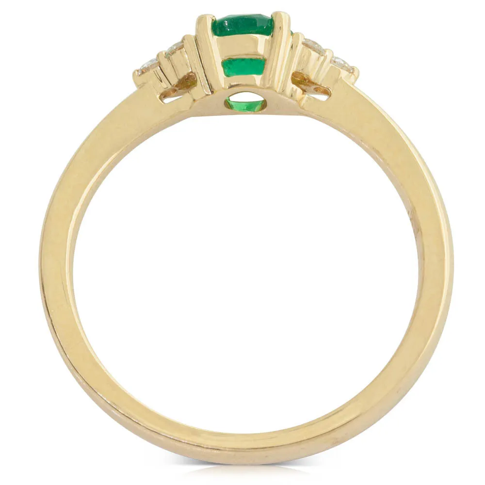 18ct Yellow Gold Emerald And Diamond Ring