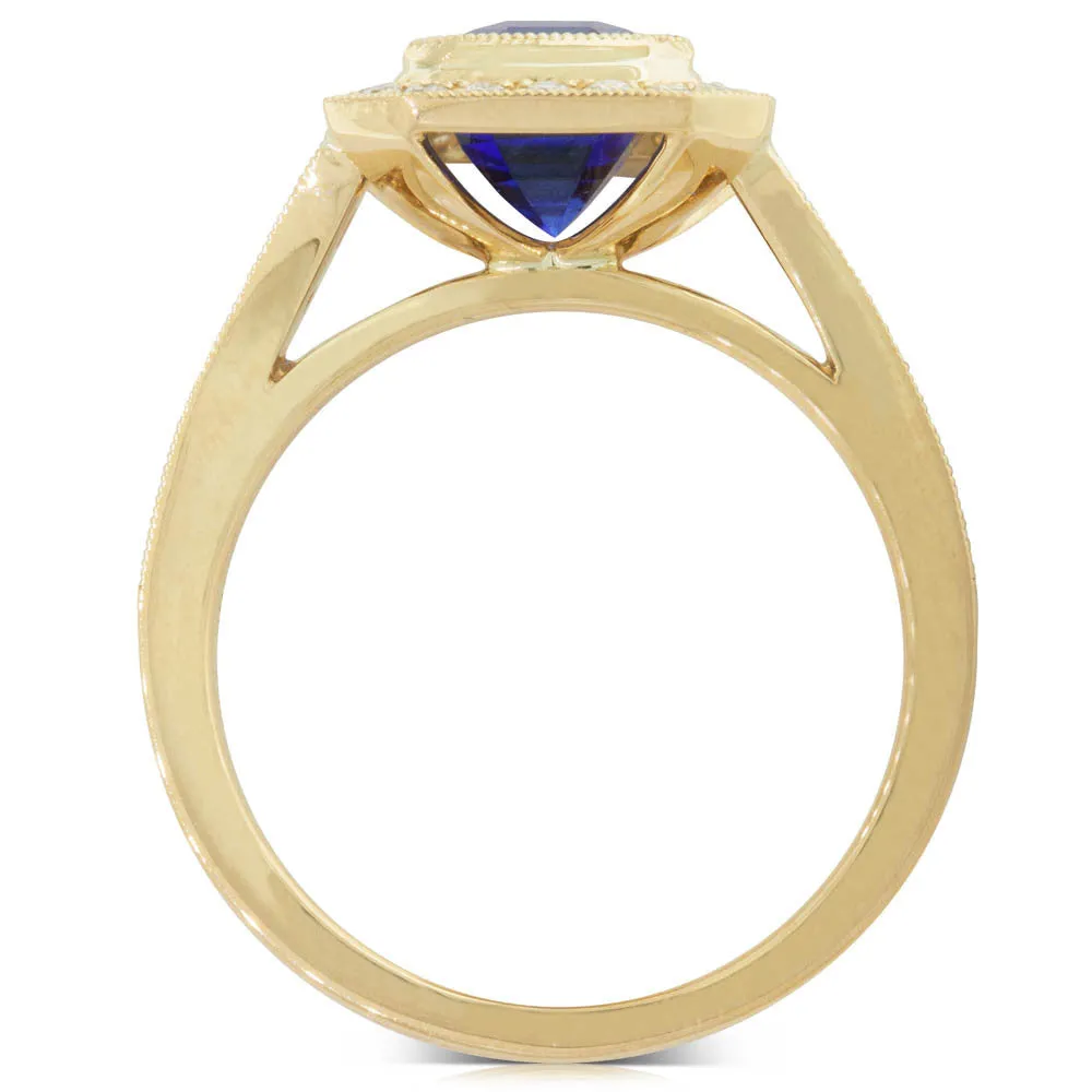 18ct Yellow Gold Tanzanite & Diamond Ring