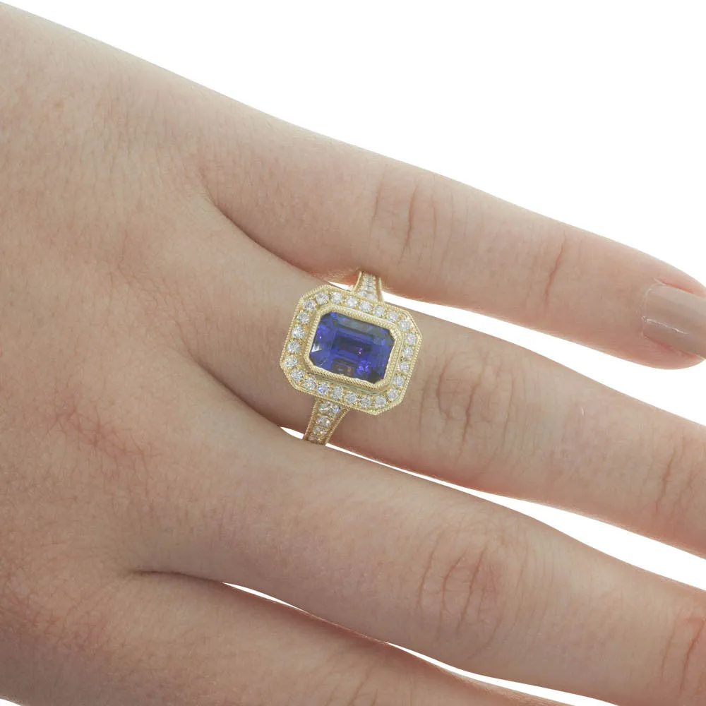 18ct Yellow Gold Tanzanite & Diamond Ring