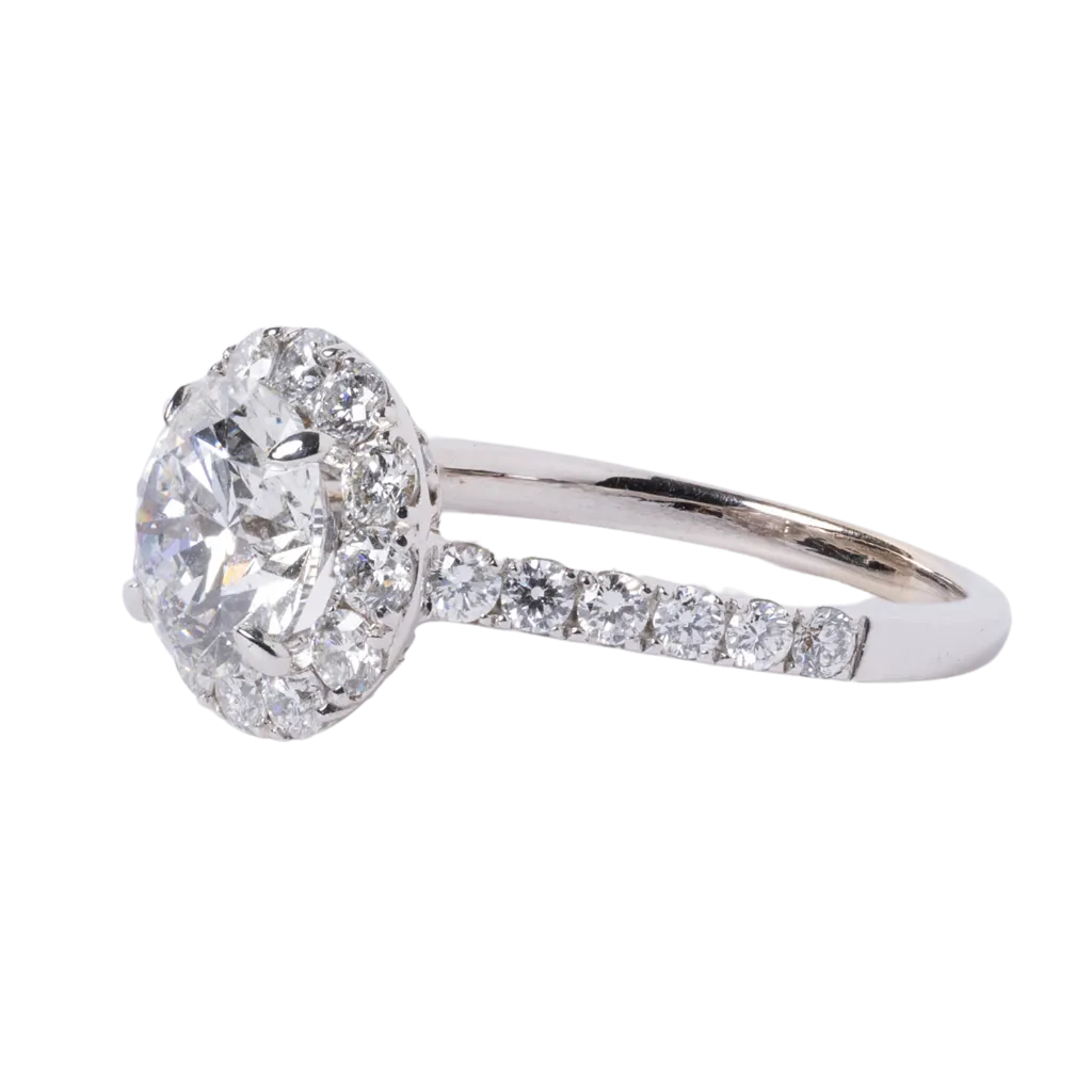 18k White Gold 2.02ct Round Diamond Halo Engagement Ring