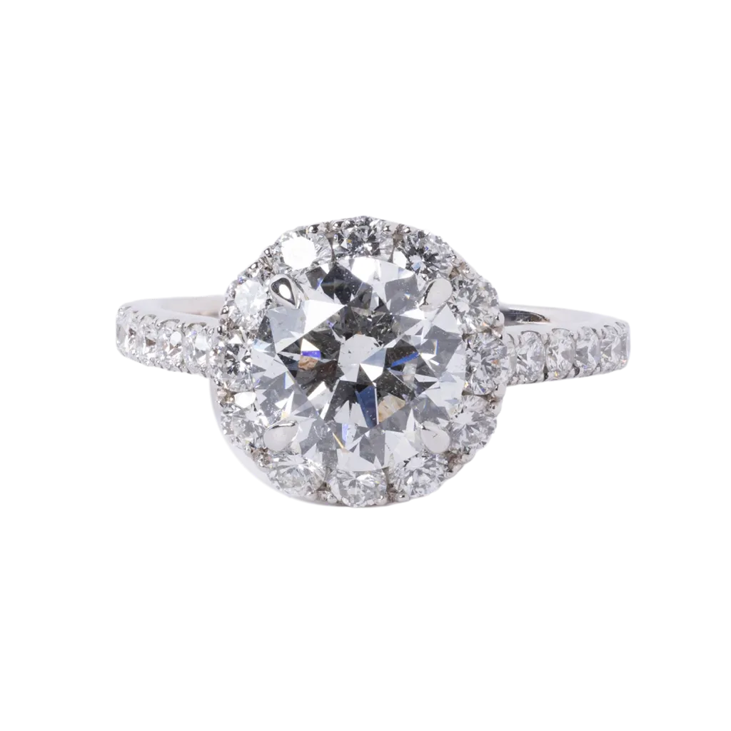 18k White Gold 2.02ct Round Diamond Halo Engagement Ring