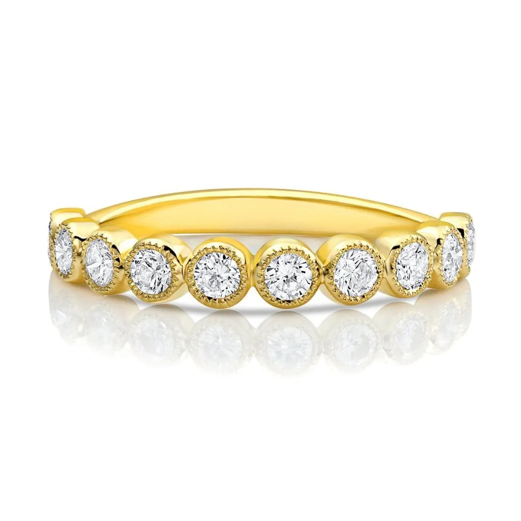 18k Yellow Gold 0.60ctw Diamond Round Half Band