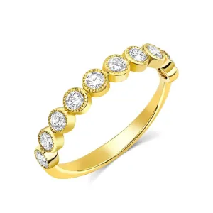 18k Yellow Gold 0.60ctw Diamond Round Half Band