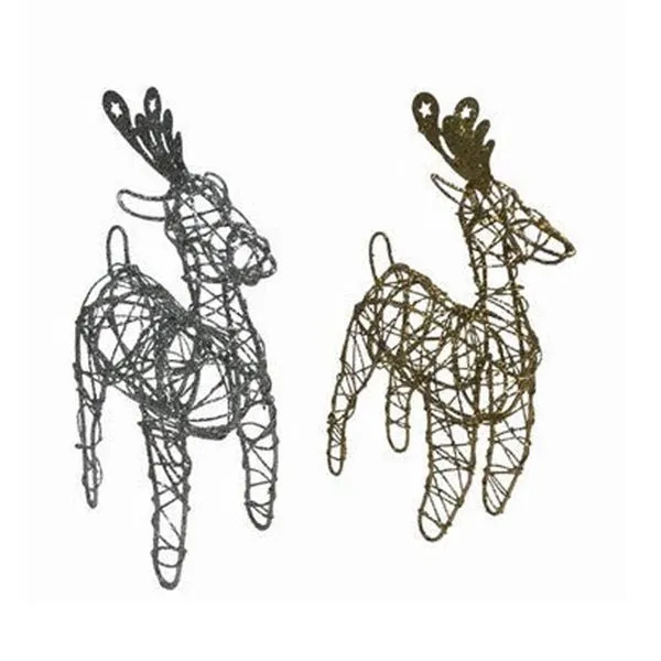 19cm Wire Glitter Reindeer Christmas Table Decoration