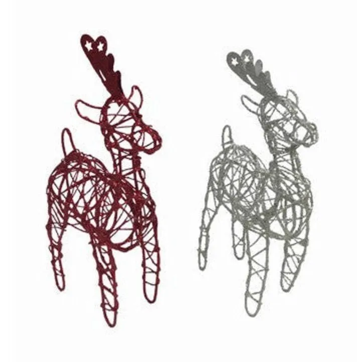 19cm Wire Glitter Reindeer Christmas Table Decoration