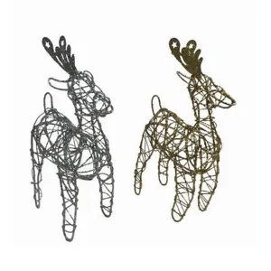 19cm Wire Glitter Reindeer Christmas Table Decoration