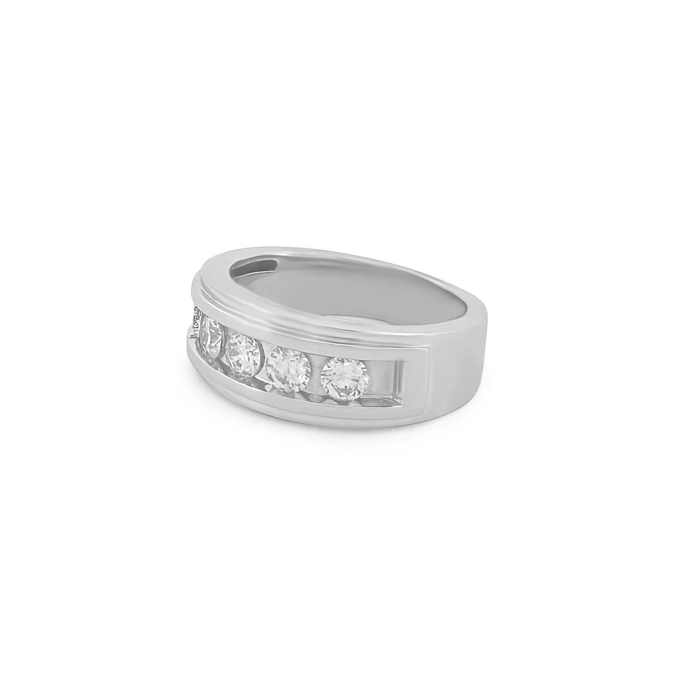 1ctw Round Brilliant Cut Diamond Men's Ring in 14k White Gold