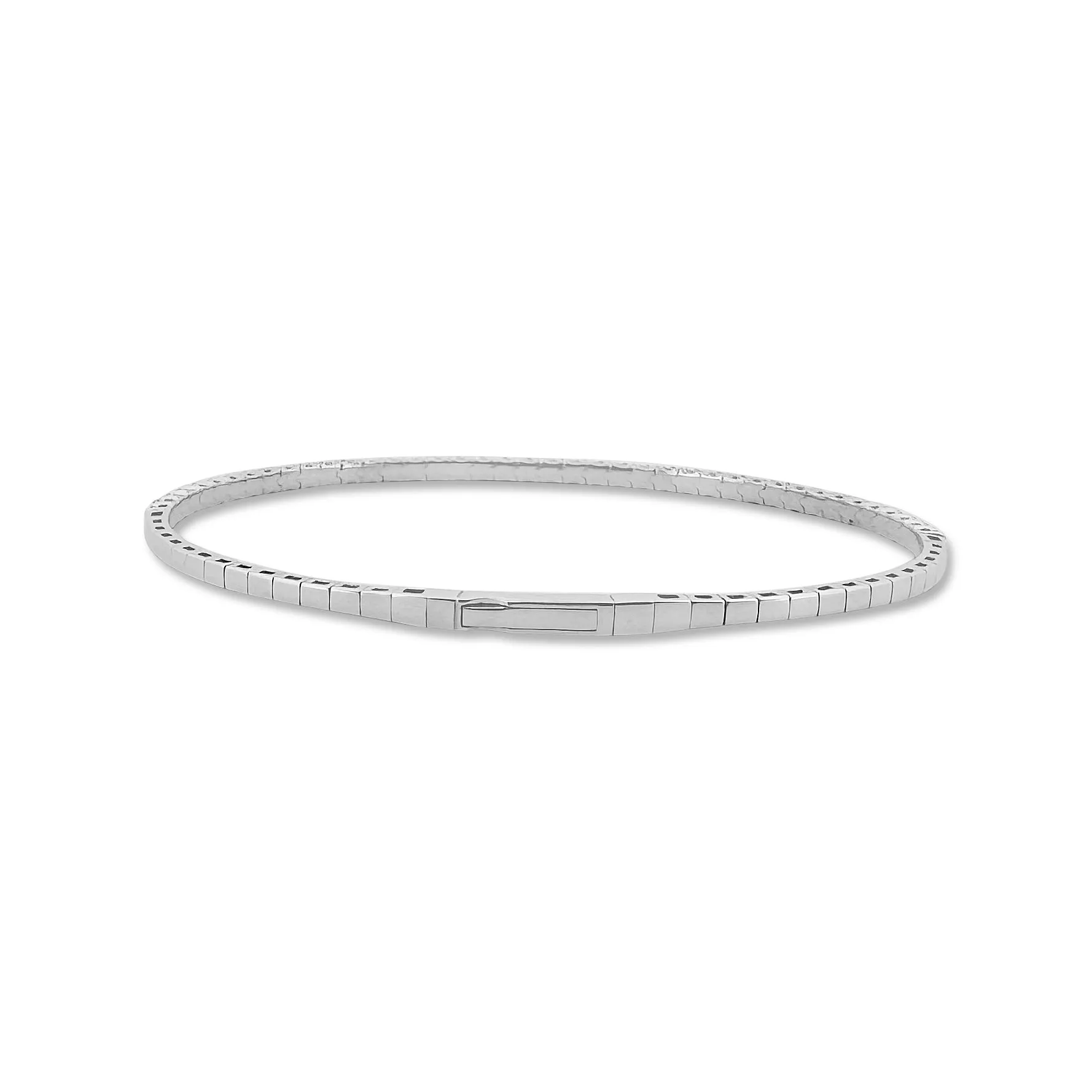 1ctw Round Brilliant Diamond Flex Bangle Bracelet in 14k White Gold