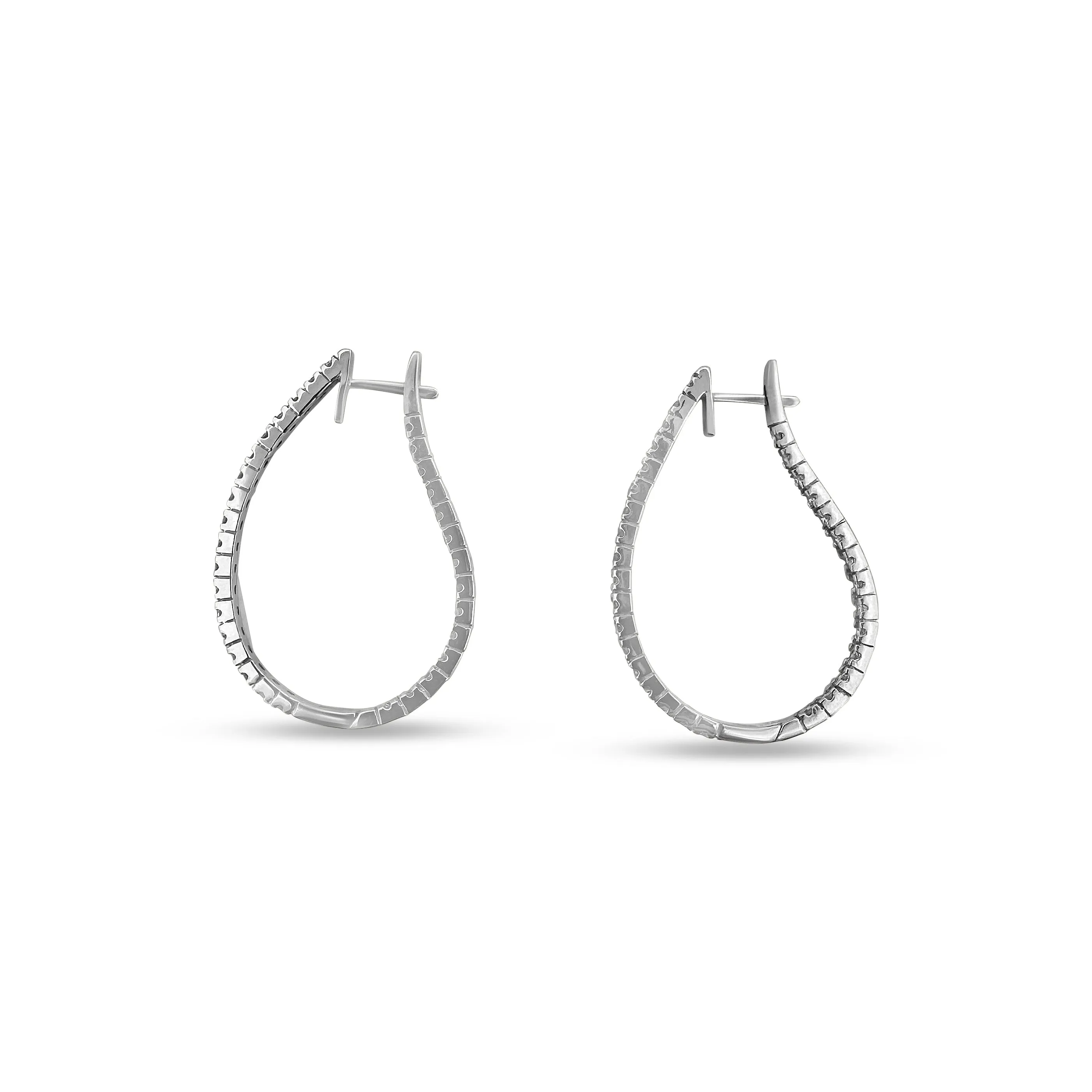 2.50ctw Diamond Inside-Out Curved Hoop Earrings in 14 Karat White Gold