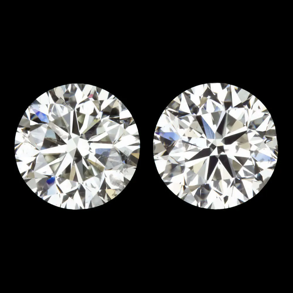 2ct VERY GOOD CUT NATURAL DIAMOND STUD EARRINGS J SI2 ROUND BRILLIANT CUT PAIR