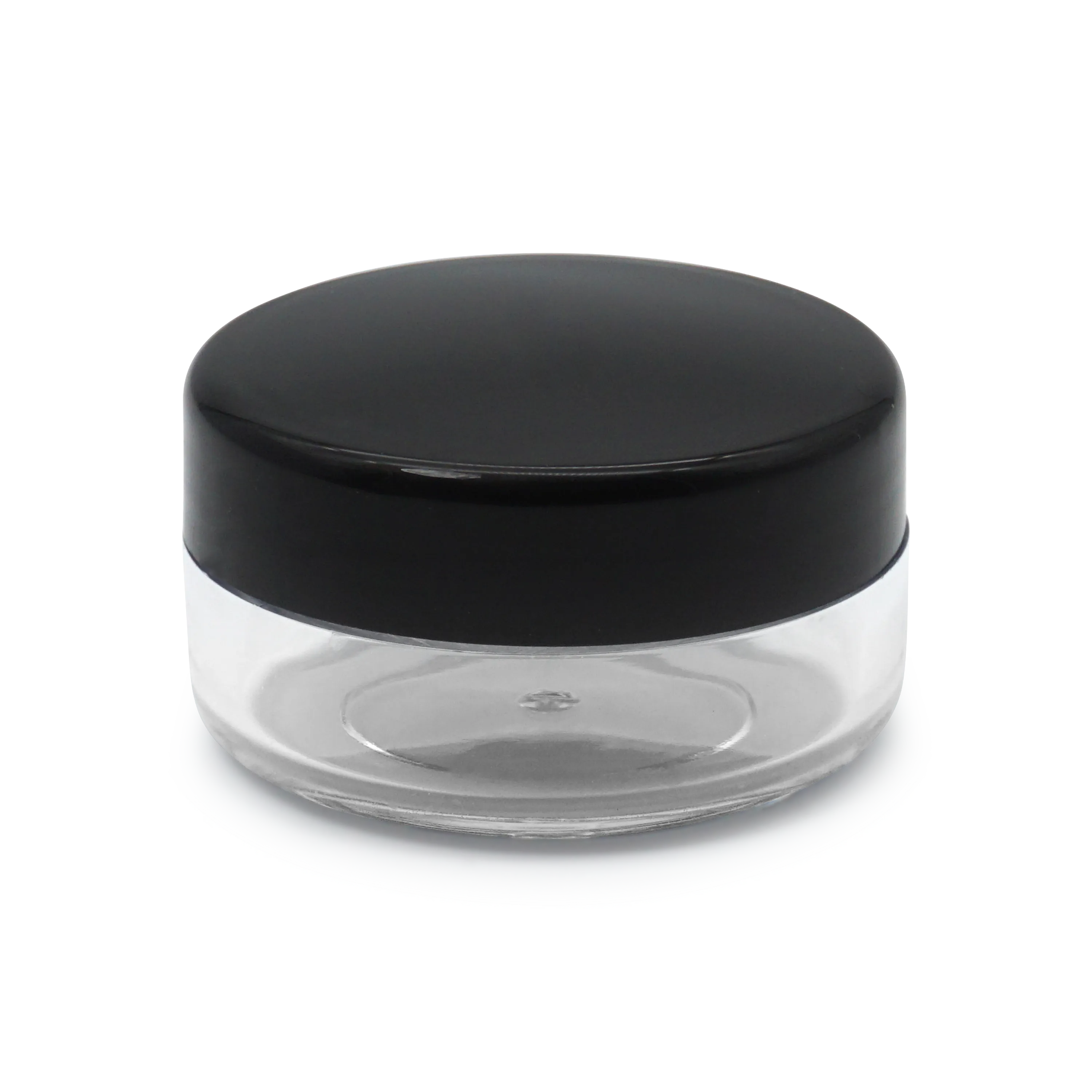 (Ø38mm) 10ml Refillable Cosmetic Container Travel Jar Organizer - Transparent / Black