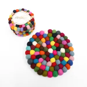 4 Felt Coasters and a Trivet Set - Colourful