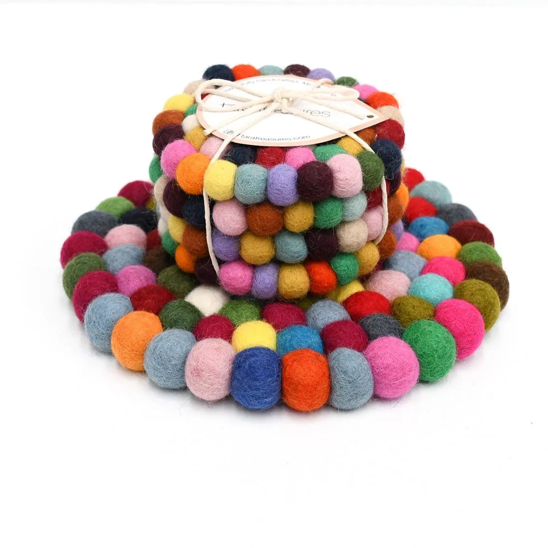 4 Felt Coasters and a Trivet Set - Colourful